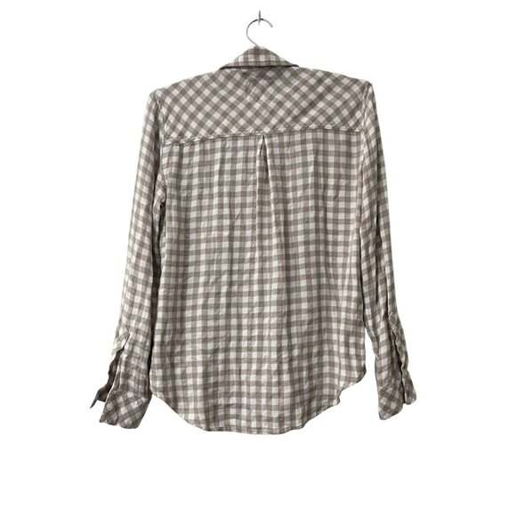 Rails Womens Taupe Gingham Metallic Hunter Flannel Long Sleeve Button Shirt Sz S - Picture 2 of 5
